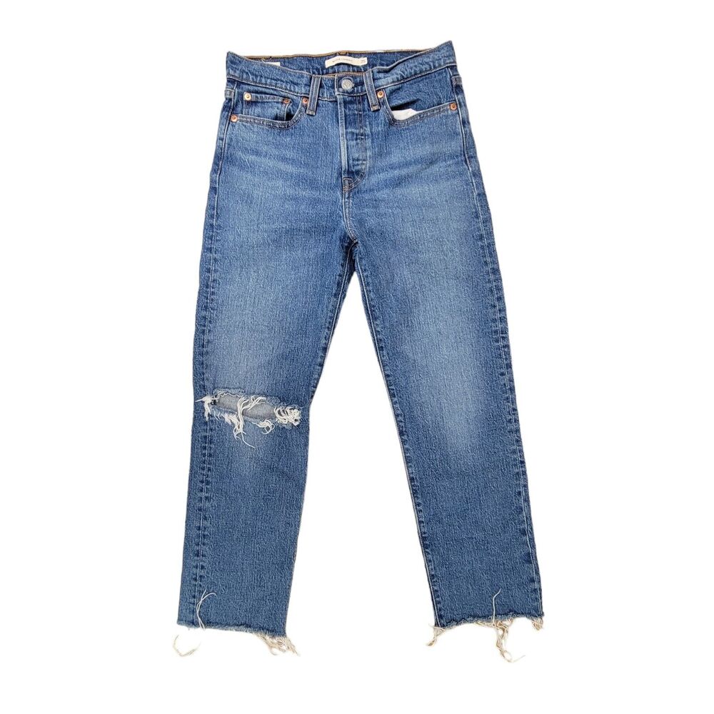 Levi's Premium Wedgie Straight Jeans in Love Triangle Size 25 High Rise Raw Hem